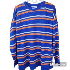 Qu Style Womens Striped Color Block Acrylic Long Sleeve Pullover Sweater XL